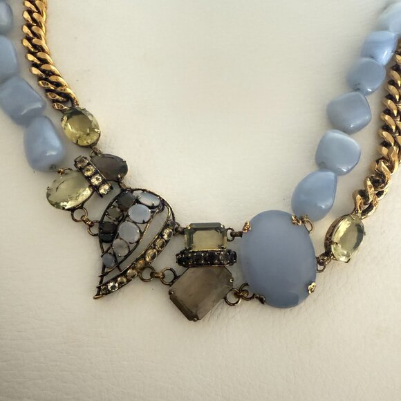 NEW SIGNED IRADJ MOINI CALCEDONY CITRINE NECKLACE GOLD TONE WEDDING - Picture 6 of 6